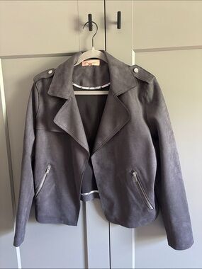 Philosophy •  Charcoal Suede Moto Jacket